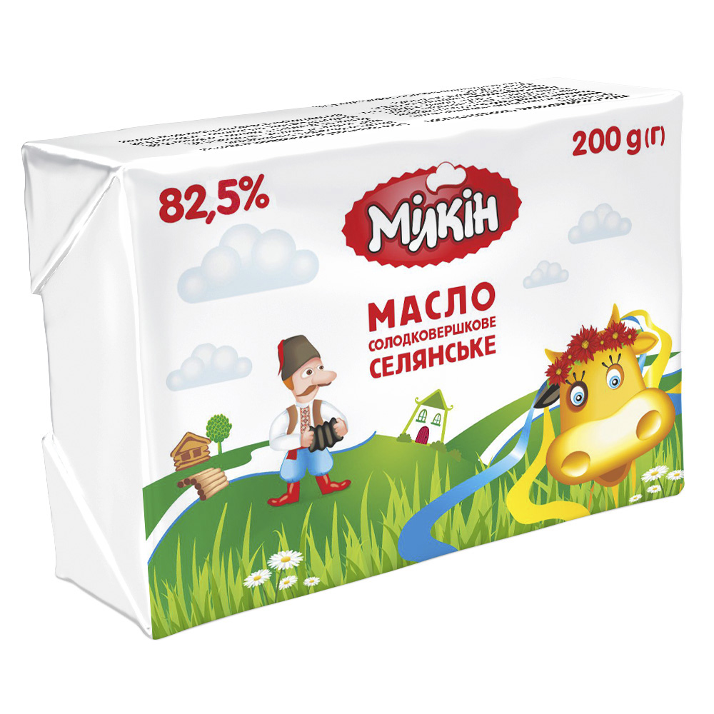 МАСЛО МІЛКІН 200г 82,5% солодковершкове, фольга